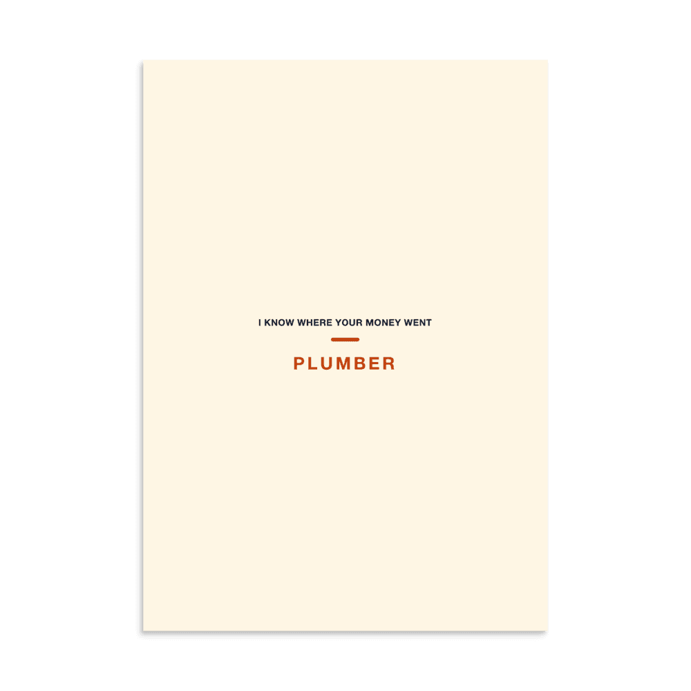 Plumber Poster — I Know Where Your Money Went