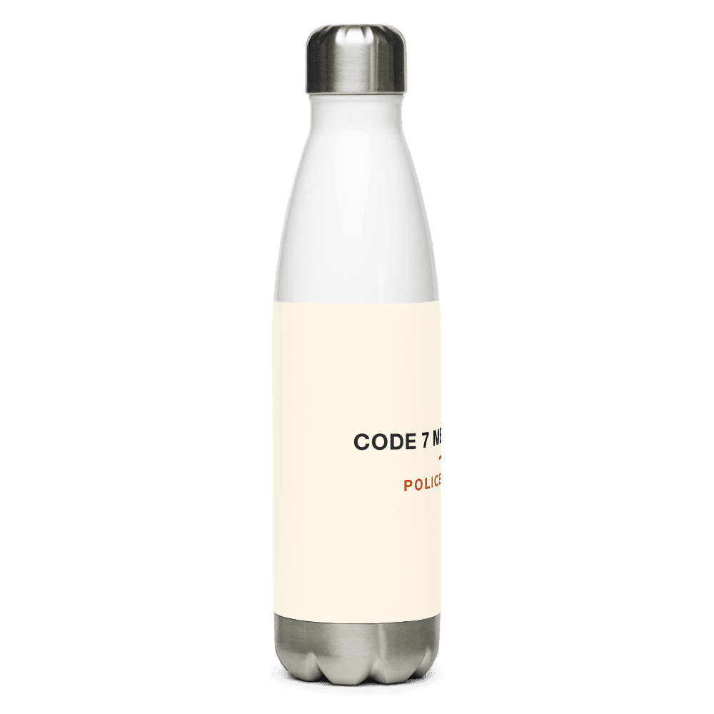 Police Officer Water Bottle — Code 7 Means Lunch